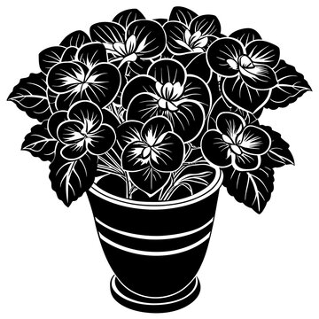 recommend clip art: Begonia  vase vector silhouette illustration