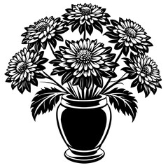 chrysanthemum vase vector silhouette illustration