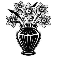 Daffodil vase vector silhouette illustration