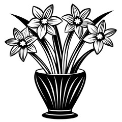 Daffodil vase vector silhouette illustration