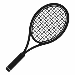 Tennis racket black silhouette illustration