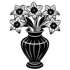 Daffodil vase vector silhouette illustration