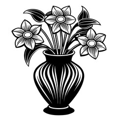 Daffodil vase vector silhouette illustration