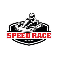 Fototapeta premium gokart, sport automotive illustration logo vector