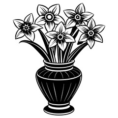 Daffodil vase vector silhouette illustration