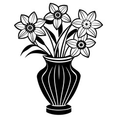 Daffodil vase vector silhouette illustration