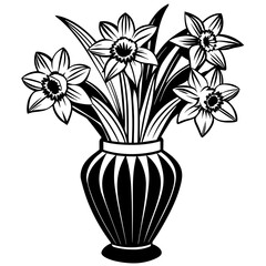 Daffodil vase vector silhouette illustration