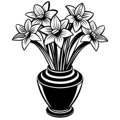 Daffodil vase vector silhouette illustration