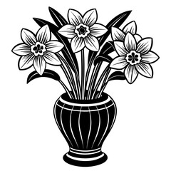 Daffodil vase vector silhouette illustration