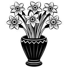 Daffodil vase vector silhouette illustration