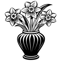 Daffodil vase vector silhouette illustration