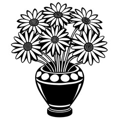 Sunflower vase vector silhouette illustration