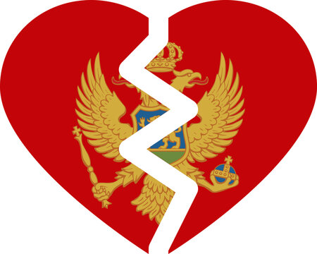 Broken heart icon of Montenegro flag
