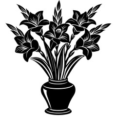 Gladiolus vase vector silhouette illustration