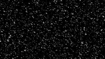 Abstract heavy snowfall overlay, black background - winter, slowly falling snow effect. 