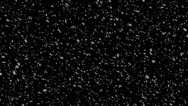 Abstract heavy snowfall overlay, black background - winter, slowly falling snow effect. 