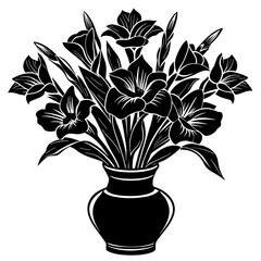 Gladiolus vase vector silhouette illustration