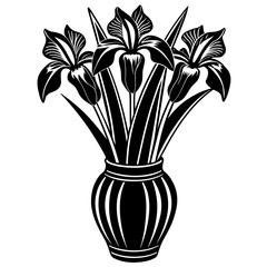 Iris  vase vector silhouette illustration