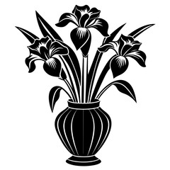 Iris vase vector silhouette illustration
