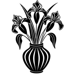 Iris vase vector silhouette illustration