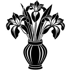 Iris vase vector silhouette illustration