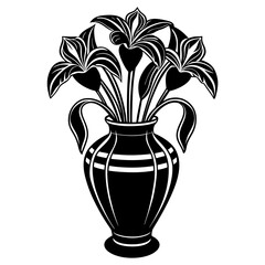 Iris vase vector silhouette illustration