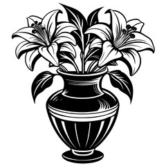 Lily vase vector silhouette illustration