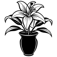 Lily vase vector silhouette illustration