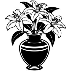 Lily vase vector silhouette illustration