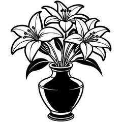 Lily vase vector silhouette illustration