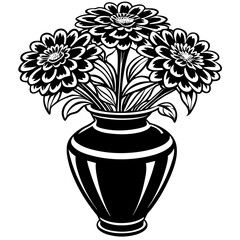 Marigold vase vector silhouette illustration