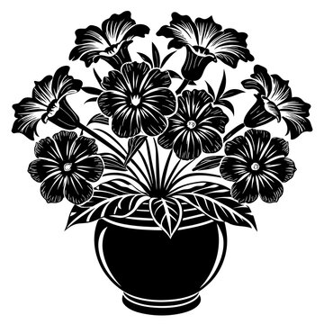 black flowers in pot clip art preview