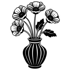 Poppy vase silhouette vector  illustration