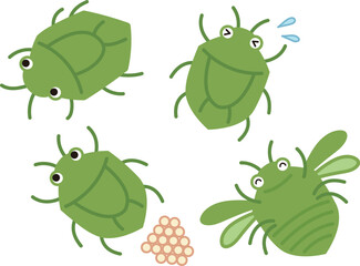 カメムシのイラスト・飛ぶ