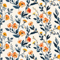 White Background With Orange and Yellow Flowers