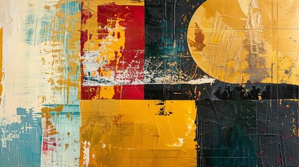 Fototapeta premium Abstract painting with a textured surface and a vibrant color palette.