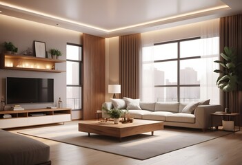 Fototapeta premium Photo modern style conceptual interior room 3d illustration