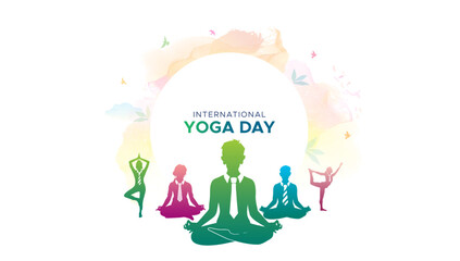 Happy yoga day. International Yoga background design.