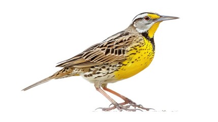 Fototapeta premium Eastern Meadowlark full body clearly photo on white background , 