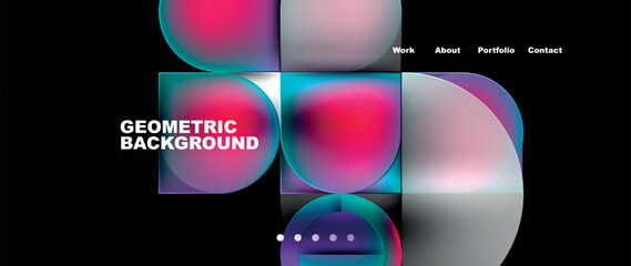 Naklejka premium Geometric abstract glassmorphism with circles and squares. Vector Illustration For Wallpaper, Banner, Background, Card, Book Illustration, landing page
