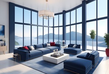 Photo modern style conceptual interior room 3d illustration