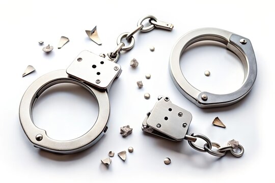 broken handcuff shatted into pieces