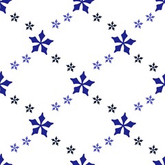 Seamless blue snowflakes pattern with different shape