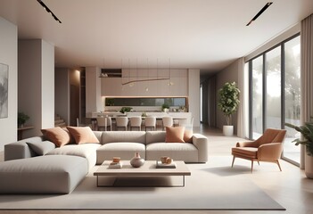 Photo modern style conceptual interior room 3d illustration