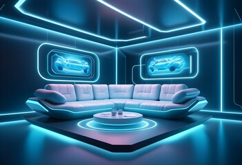 Fototapeta premium Photo modern style conceptual interior room 3d illustration