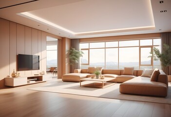 Fototapeta premium Photo modern style conceptual interior room 3d illustration