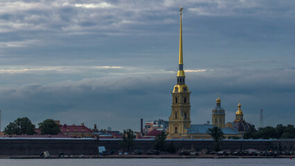 The Peter and Paul Fortress day to night timelapse is the original citadel of St. Petersburg, Russia