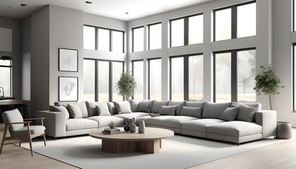 Fototapeta premium Photo modern style conceptual interior room 3d illustration