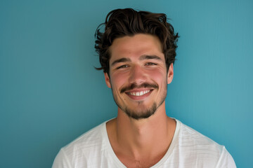 Obraz premium A close up portrait of a young man with a subtle smile