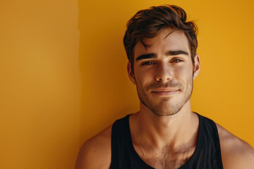 Obraz premium A close up portrait of a young man with a subtle smile